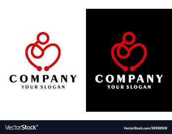 stethoscope family care love symbol logo