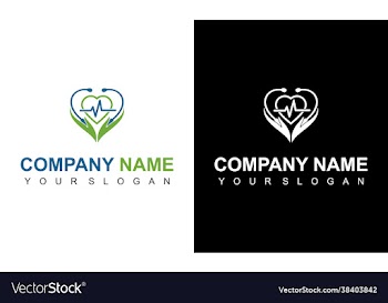 stethoscope logo and hart heart icon with stethos