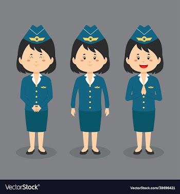 stewardess character with various expression