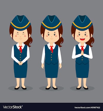stewardess character with various expression