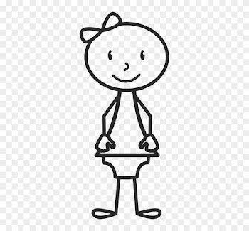 Stick Figure Newborn Baby With Bow Stamp - Girl Stick Figure In Dress