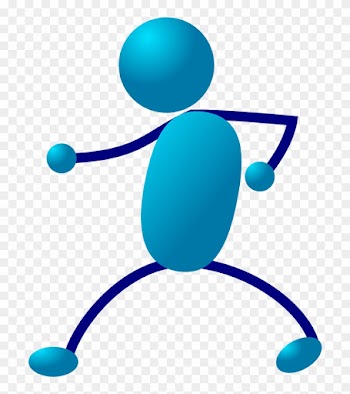 Stick Figure Stickman Walk Karate Man Punch Blue - Stick People Clip Art