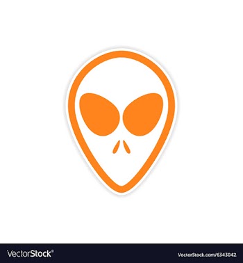 Sticker alien with big eyes on a white background vector image