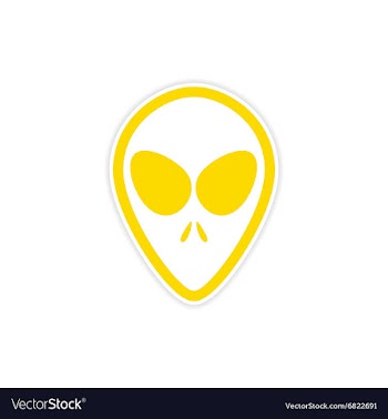 Sticker alien with big eyes on a white background vector image