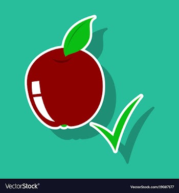 Sticker apple with leaf realistic fresh vector image