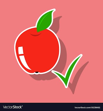 Sticker apple with leaf realistic fresh vector image