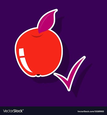 Sticker apple with leaf realistic fresh vector image