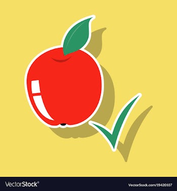 Sticker apple with leaf realistic fresh vector image