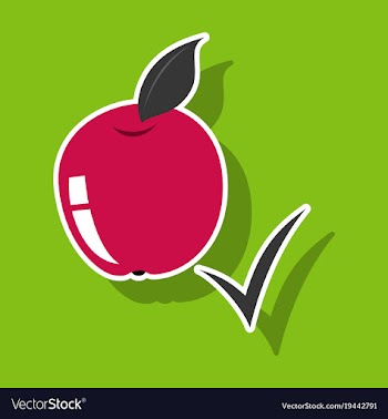 Sticker apple with leaf realistic fresh vector image