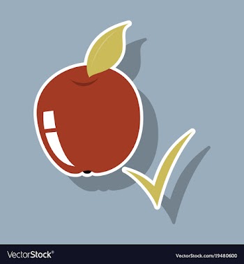 Sticker apple with leaf realistic fresh vector image