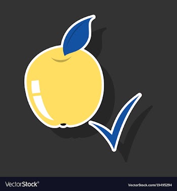 Sticker apple with leaf realistic fresh vector image