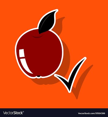 Sticker apple with leaf realistic fresh vector image