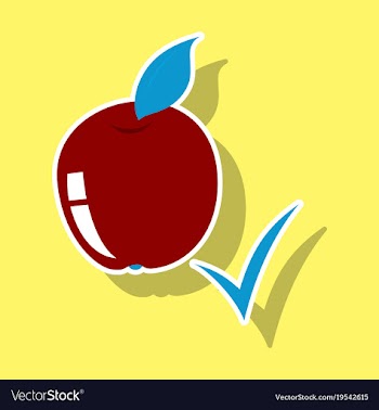 Sticker apple with leaf realistic fresh vector image