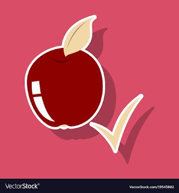 Sticker apple with leaf realistic fresh vector image