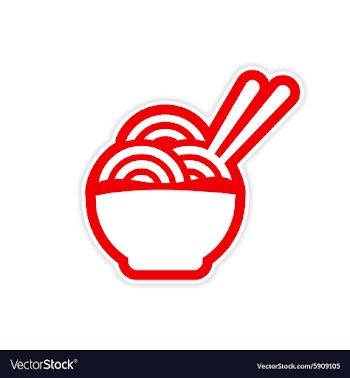 Sticker Asian dish of noodles and chopsticks vector image