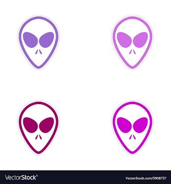 Sticker assembly alien with big eyes on a white vector image