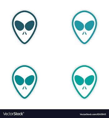 Sticker assembly alien with big eyes on a white vector image