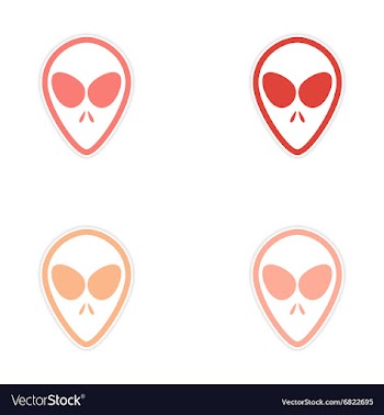Sticker assembly alien with big eyes on a white vector image