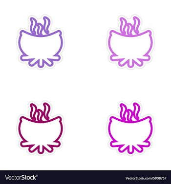 Sticker assembly boiling pot of potion on a fire vector image