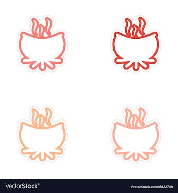 Sticker assembly boiling pot of potion on a fire vector image