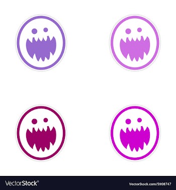 Sticker assembly bright monster with sharp teeth vector image