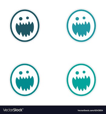 Sticker assembly bright monster with sharp teeth vector image