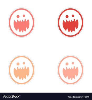 Sticker assembly bright monster with sharp teeth vector image