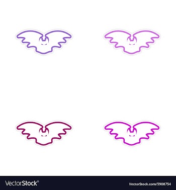 Sticker assembly Bright silhouette of a bat on vector image
