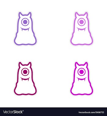 Sticker assembly Cyclops monster with horns on a vector image