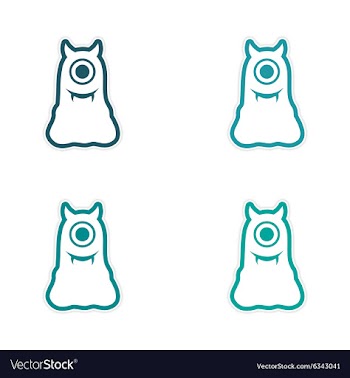 Sticker assembly Cyclops monster with horns on a vector image