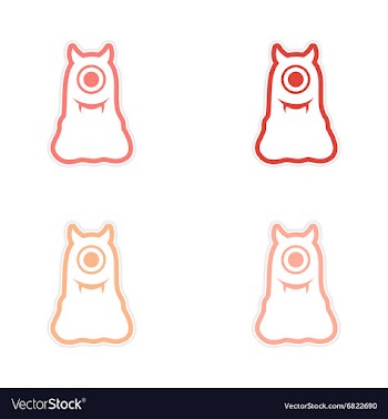 Sticker assembly Cyclops monster with horns on a vector image