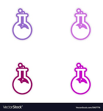 Sticker assembly flasks with liquid on a white vector image