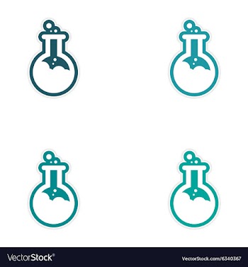Sticker assembly flasks with liquid on a white vector image