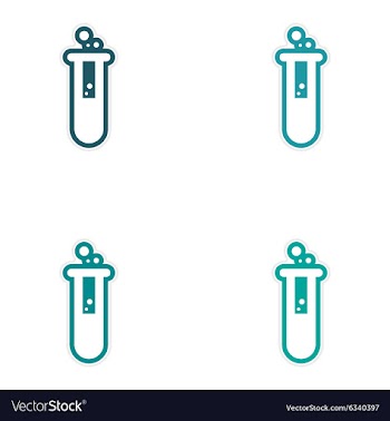Sticker assembly flasks with liquid on a white vector image