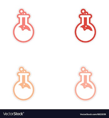 Sticker assembly flasks with liquid on a white vector image