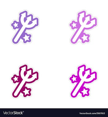 Sticker assembly magical trident with stars on a vector image