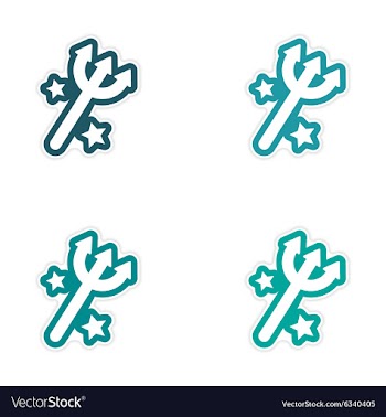 Sticker assembly magical trident with stars on a vector image