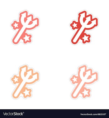 Sticker assembly magical trident with stars on a vector image