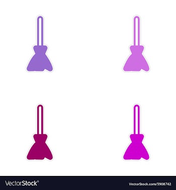 Sticker assembly stylish bright broom on a white vector image