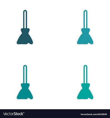 Sticker assembly stylish bright broom on a white vector image