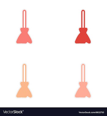 Sticker assembly stylish bright broom on a white vector image
