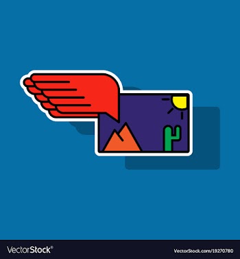 Sticker attached photo line icon on background vector image