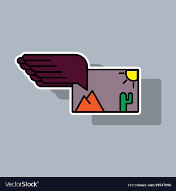 Sticker attached photo line icon on background vector image