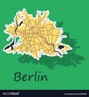 Sticker berlin city map with boroughs silhouette vector image