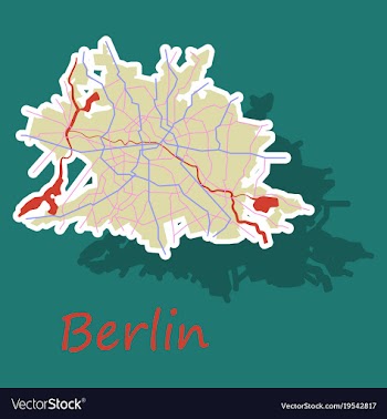 Sticker berlin city map with boroughs silhouette vector image