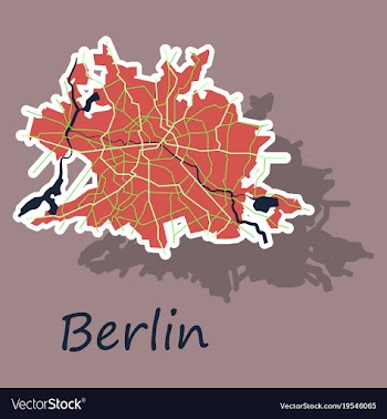 Sticker berlin city map with boroughs silhouette vector image
