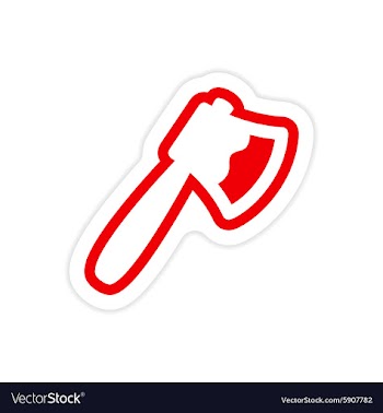 Sticker bloody ax on a white background vector image