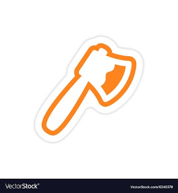 Sticker bloody ax on a white background vector image