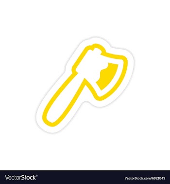 Sticker bloody ax on a white background vector image
