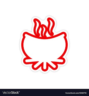 Sticker boiling pot of potion on a fire vector image